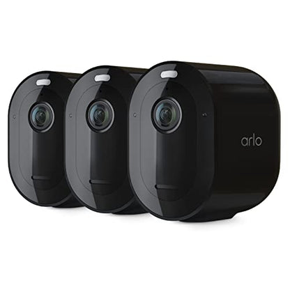 Arlo Pro 4 Spotlight Camera -(Pack of 3) - Wireless Security, 2K Video & HDR, Color Night Vision, 2 Way Audio, Wire-Free, Direct to WiFi No Hub Needed, Black - VMC4350B