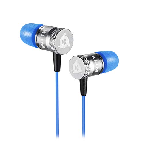 KLIM Fusion - in Ear Headphones with Mic + Excellent Audio Quality + Long-Lasting Ear Buds + 5 Years Warranty + Wired Headphones with Memory Foam Tips + 3.5 mm Jack + New 2023 Version + Blue