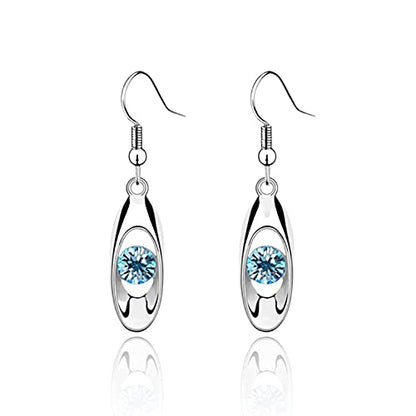 Hithop Fashion Crystal Drop Earring Oval Dangle Earrings