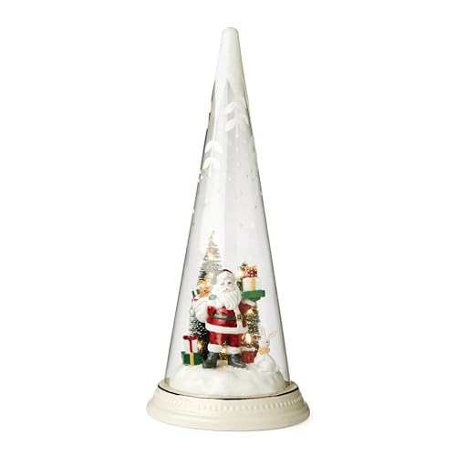 LENOX Lit Christmas Cone with Santa Scene, 1.50, Multi