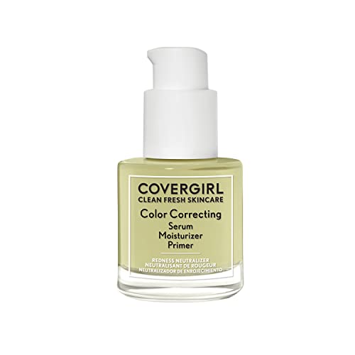 COVERGIRL Clean Fresh Color Correcting Serum + Moisturizer + Primer – Moisturizer, Face Primer, Covergirl Skincare, Vegan Formula – Fair, 30ml (1.0 fl oz)