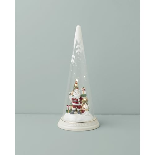 LENOX Lit Christmas Cone with Santa Scene, 1.50, Multi