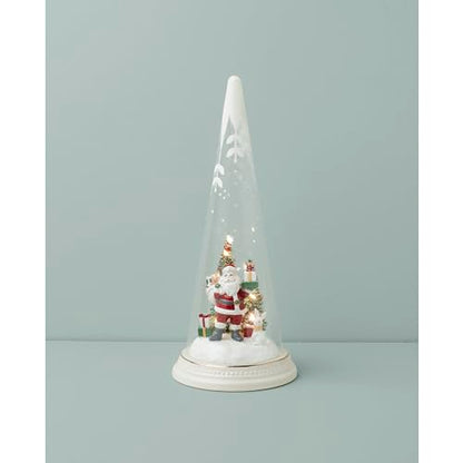 LENOX Lit Christmas Cone with Santa Scene, 1.50, Multi