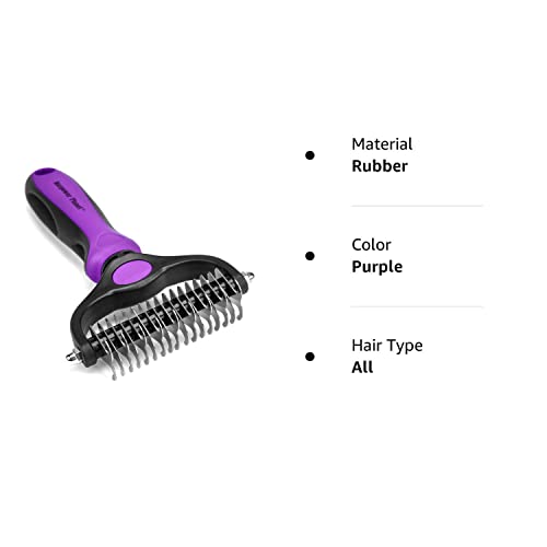 Maxpower Planet Pet Grooming Brush - Double Sided Shedding and Dematting Undercoat Rake for Dogs, Cats - Extra Wide Dog Grooming Brush, Dog Brush for Shedding, Cat Brush, Dog Brush, Pet Comb, Purple