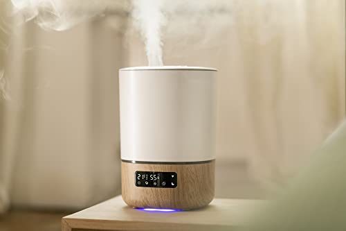 Safety 1st Connected Smart Humidifier — 1 Gallon (3.8L) Tank Size, Cool Mist Humidifier with Hygrometer and Nightlight, and Whisper Quiet for Baby Bedroom, Nursery, iOS and Android Compatible