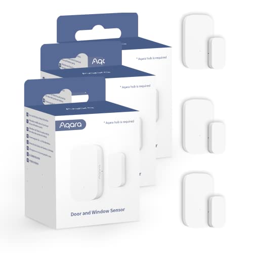 Aqara Door and Window Sensor Kit - 3 Pack, Requires AQARA HUB, Zigbee Connection, Wireless Mini Contact Sensor for Smart Home Automation, Compatible with Apple HomeKit, Alexa, Works with IFTTT