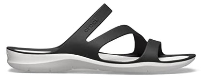 Crocs Women's Swiftwater Sandals, Black/White, 8