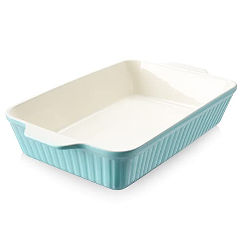 DOWAN Baking Dish, Deep 9x13-inch Casserole Dishes for Oven, Lasagna Pan Deep,135 oz Large Ceramic Baking Pan with Handles, Oven Safe for Baking, Casserole, Home Decor Gift, Blue