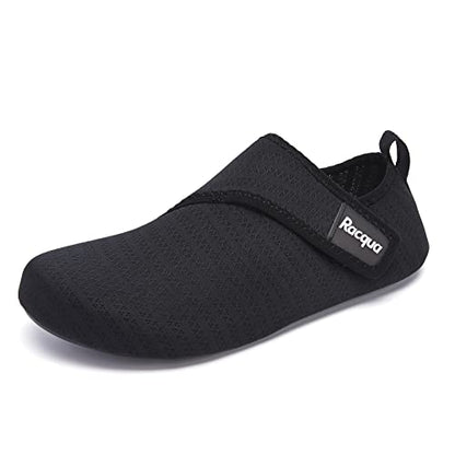 Racqua Water Shoes Quick-Dry Barefoot Aqua Socks for Men Yoga Excerise Beach Swim Lightweight Shoes Black 9-10