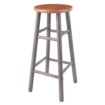 Winsome Wood Huxton 2-Pc Bar Stool Set, Gray and Teak