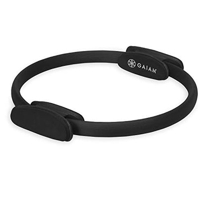 Gaiam Pilates Ring 15" Fitness Circle - Lightweight & Durable Foam Padded Handles | Flexible Resistance Exercise Equipment for Toning Arms, Thighs/Legs & Core, Black