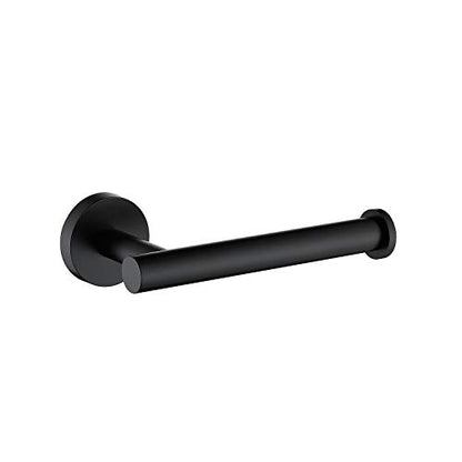 TASTOS Matte Black Toilet Paper Holder SUS304 Stainless Steel, Modern Round Tissue Roll Holders Wall Mount, Toilet Paper Roll Dispenser Bathroom 5 inch TP Holder for Kitchen Washroom