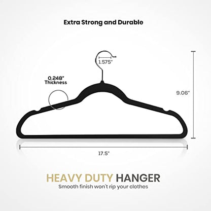 Utopia Home Premium Velvet Hangers 20 Pack - Non-Slip Clothes Black Suit with 360 Degree Rotatable Hook Heavy Duty Coat