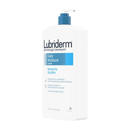 Lubriderm Daily Moisture Hydrating Body and Hand Lotion To Help Moisturize Dry Skin with Pro-Vitamin B5 For Healthy-Looking Skin, Non-Greasy, 24 fl. oz