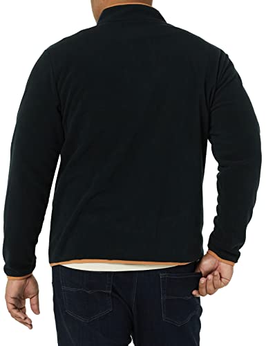 Amazon Essentials Men's Snap-Front Pullover Polar Fleece Jacket, Black Camel Color Block, Large