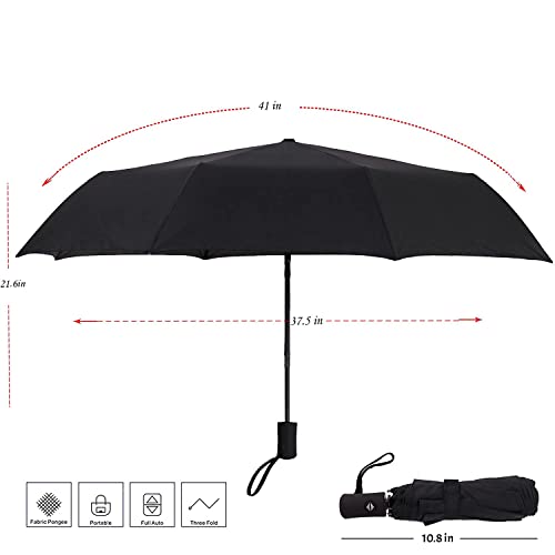 SY COMPACT Travel Umbrella Windproof Automatic LightWeight Unbreakable Umbrellas-Factory outlet umbrella (Black)