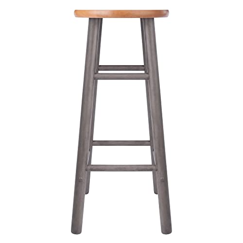 Winsome Wood Huxton 2-Pc Bar Stool Set, Gray and Teak