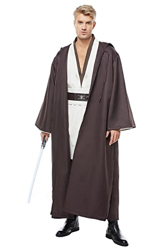 Men's Tunic Costume Adult Outfits Halloween Robe Hooded Uniform Medium