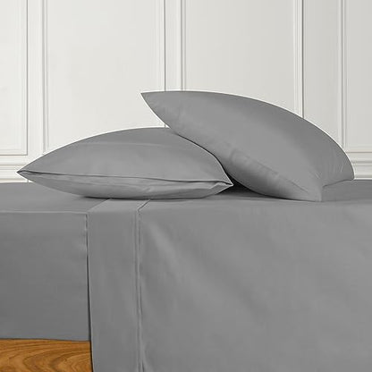 URBANHUT 100% Cotton King Sheets Set (4Pc), 700 Thread Count, Soft Luxury Bed Sheets for King Size Bed, Sateen Weave Hotel Sheets, 16'' Elasticized Deep Pocket - Dark Grey