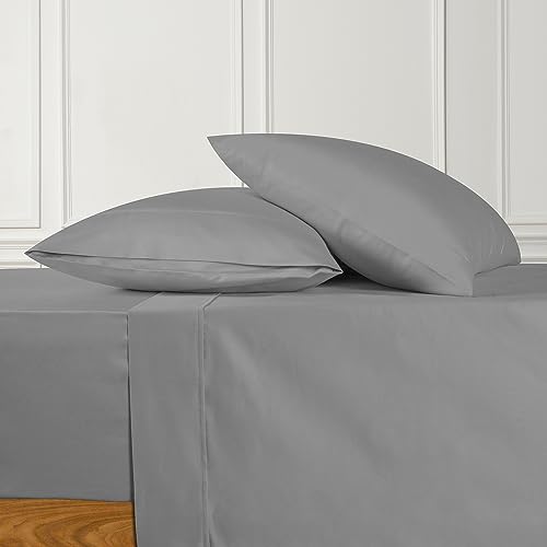 URBANHUT 100% Cotton King Sheets Set (4Pc), 700 Thread Count, Soft Luxury Bed Sheets for King Size Bed, Sateen Weave Hotel Sheets, 16'' Elasticized Deep Pocket - Dark Grey