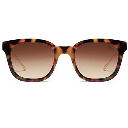 SOJOS Classic Square Polarized Sunglasses Womens Mens Retro Trendy Shades UV400 Sunnies SJ2050, Amber Tortoise/Brown