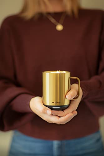 Ember Temperature Control Smart Mug 2, 10 Oz, App-Controlled Heated Coffee Mug with 80 Min Battery Life and Improved Design, Gold