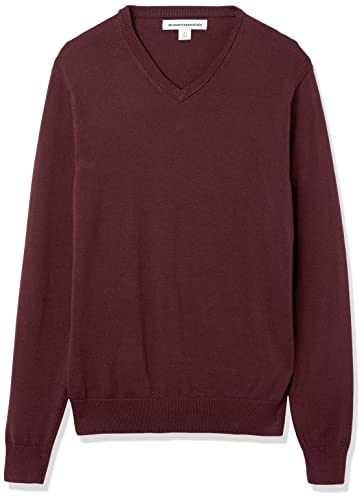 Amazon Essentials Men's V-Neck Sweater (Available in Big & Tall), Burgundy, X-Small