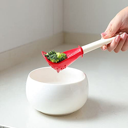 4 PCS Multifunctional Cooking Spoon, All Purpose Kitchen Tool Skimmer Scoop Colander Strainer Grater Masher, Food-Grade High Temperature Resistant Cooking Gadgets (2Red+2Black)