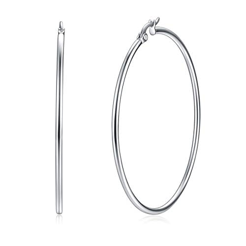 Yanxyad 2 Pairs a Set Hoop Earring Set 316L Stainless Steel Hoop Earrings for Women or Girls