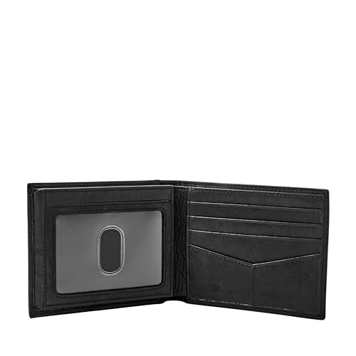 Fossil Men's Ingram Leather RFID-Blocking Bifold with Flip ID Wallet, Black, (Model: ML3784001)