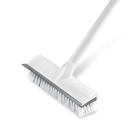 BOOMJOY Floor Scrub Brush with Long Handle - 50",2 in 1 Scrape and Stiff Brush for Cleaning Bathroom, Tub and Tile,Patio, Kitchen, Wall and Deck