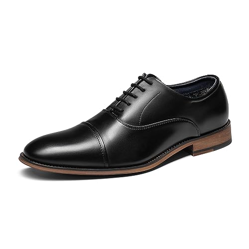 Bruno Marc Mens Lace Up Soft Cap-Toe Formal Dress Shoes, 2/Black - 11 (Oxford)