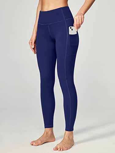 Ewedoos Women's Yoga Pants with Pockets - Leggings with Pockets, High Waist Tummy Control Non See-Through Workout Pants (EW320 Navy, Large)