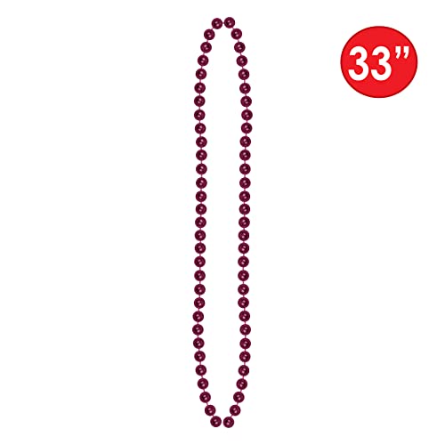 Beistle Small Bead Necklaces, Maroon