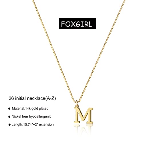 Foxgirl Gold Initial Necklaces for Women Girls, Dainty Gold Letter Necklace Tiny A-Z Pendant Choker Necklace Trendy Cute Personalized Monogram Name Necklace Gold Jewelry Necklace for Teen Girls Gift