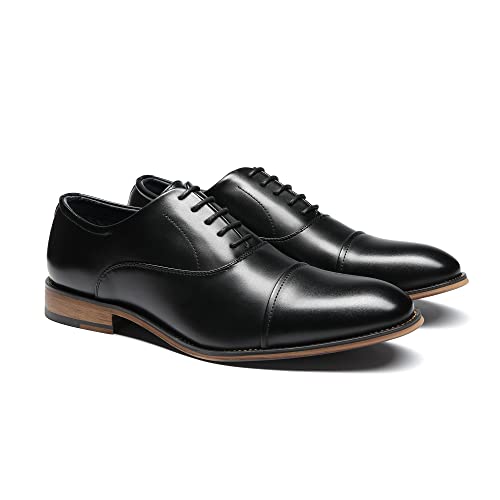 Bruno Marc Mens Lace Up Soft Cap-Toe Formal Dress Shoes, 2/Black - 14 (Oxford)