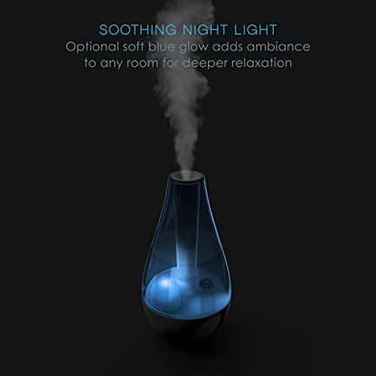 Pure Enrichment MistAire Studio Ultrasonic Cool Mist Humidifier - Compact Overnight Operation for Small Rooms, 2 Mist Settings, Optional Night Light, & Auto Shut-Off - For Offices, Nurseries, & Plants