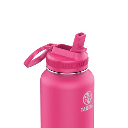 Takeya CP Signature Pickleball Stainless Steel Insulated Water Bottle with Choice of Lid, Backspin Pink