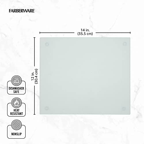 Farberware Large Utility Cutting Board, Dishwasher-Safe Tempered Glass Kitchen Board with Non-Slip Feet, Scratch Resistant, Heat Resistant, Shatter Resistant, 12-Inch-by-14-Inch, Clear