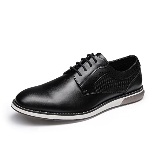 Bruno Marc Men's Plain Toe Casual Oxford Shoes Business Formal Derby Dress Sneakers Black, Size 12, SBOX223M