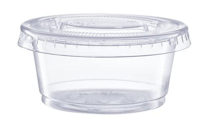 Comfy Package [100 Sets - 2 oz.] Plastic Portion Cups With Lids, Souffle Cups, Jello Shot Cups