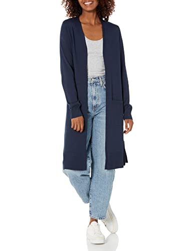 Amazon Essentials Women's Lightweight Longer Length Cardigan Sweater (Available in Plus Size), Navy, X-Large