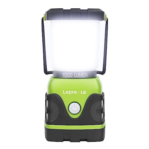 Lighting EVER 1000LM Battery Powered LED Camping Lantern, Waterproof Tent Light with 4 Light Modes, Camping Essentials, Portable Lantern Flashlight for Camping, Hurricane, Emergency, Hiking, Fishing