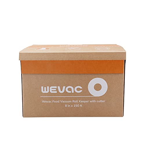 Wevac 8” x 150’ Food Vacuum Seal Roll Keeper with Cutter, Ideal Vacuum Sealer Bags for Food Saver, BPA Free, Commercial Grade, Great for Storage, Meal prep and Sous Vide (8" x 150')