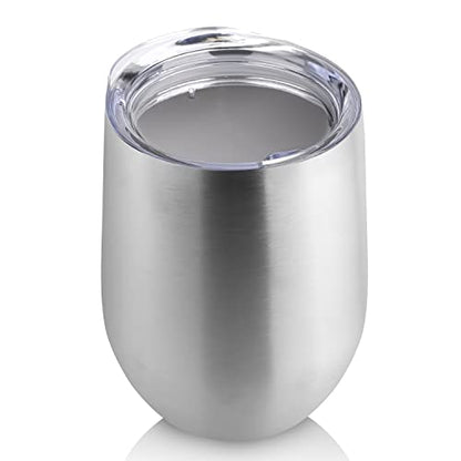 DOMICARE Stainless Steel Wine Tumbler Bulk with Lid, Personalized Insulated Tumblers Set, 12oz Travel Coffee Cups Pack of 1, Stainless steel