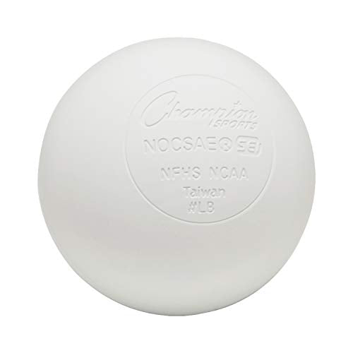 Champion Sports Colored Lacrosse Balls: White Official Size Sporting Goods Equipment for Professional, College & Grade School Games, Practices & Recreation - NCAA, NFHS and SEI Certified - 1 Pack