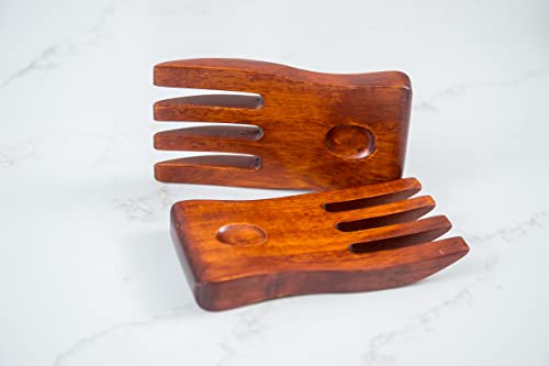 Lipper International Cherry Finished Salad Hands, 3.75" x 6.75" x 1.88", One Pair