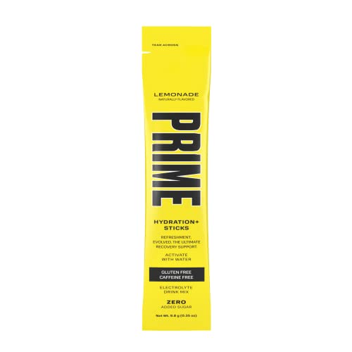 Prime Hydration+ Stick Pack | LEMONADE | 6 Sticks | Electrolyte Drink Mix | 10% Coconut Water | 250mg BCAAs | Antioxidants | Naturally Flavored | Zero Added Sugar | Easy Open Single-Serve Sticks