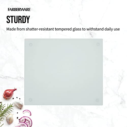 Farberware Large Utility Cutting Board, Dishwasher-Safe Tempered Glass Kitchen Board with Non-Slip Feet, Scratch Resistant, Heat Resistant, Shatter Resistant, 12-Inch-by-14-Inch, Clear