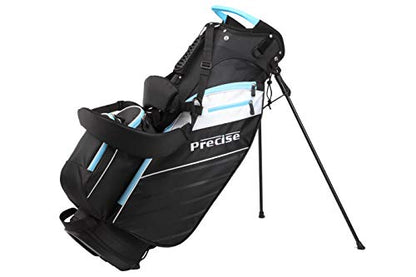 Precise AMG Ladies Womens Complete Golf Clubs Set Includes Driver, Fairway, Hybrid, 6-PW Irons, Putter, Stand Bag, 3 H/C's - Choose Color and Size! (Light Blue, Petite Size -1")